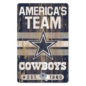 NFL Dallas Cowboys Wood Sign 11" x 17" Slogan Distressed Man Cave Football Blue